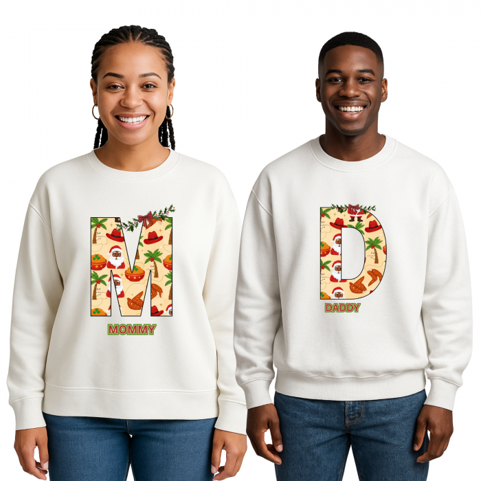 Personalized African Christmas Alphabet Sweatshirt – Custom Name | A–Z Initial With Name Underneath | Afro Holiday Sweater