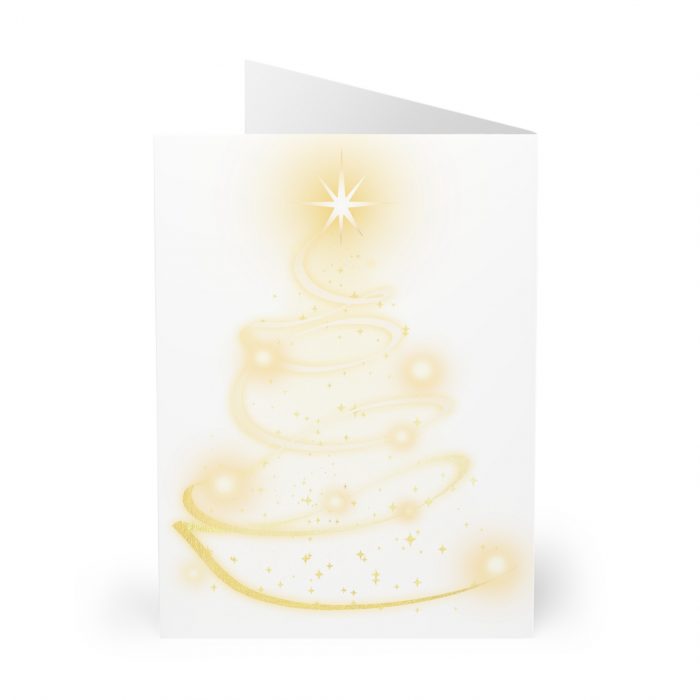 Merry Christmas Brown Santa & Golden Tree Greeting Cards (5 Pack)