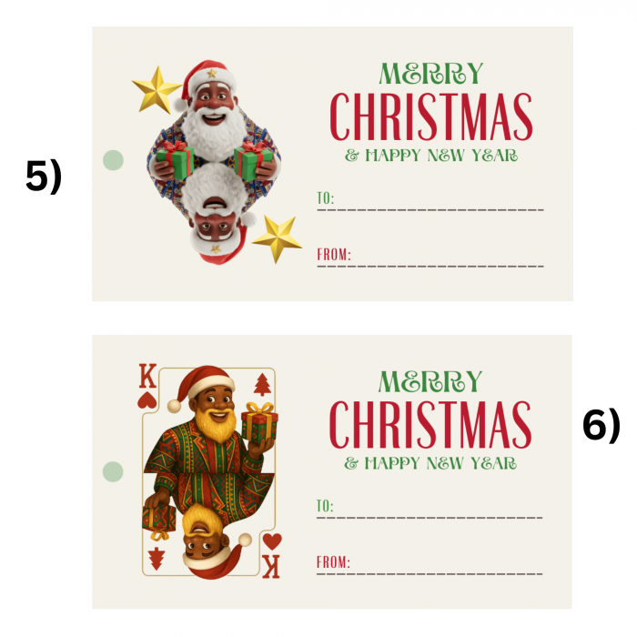 5 Play Card Style Santa Printable Christmas Gift Tags – Single Sheet PDF – Digital Product