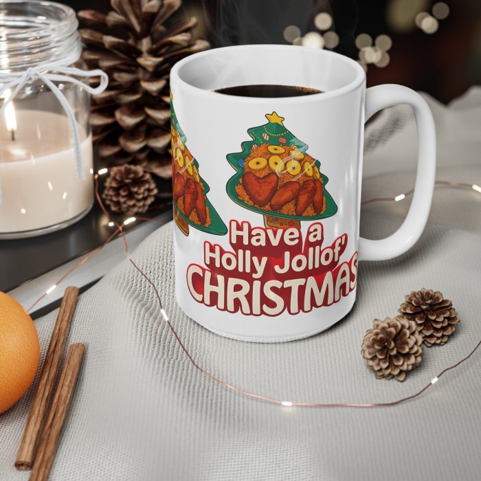 Holly Jollof Christmas Mug | Ceramic Coffee Cup 11oz 15oz