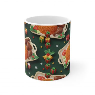 Proper African Home Christmas Roast Dinner Mug | Holiday Turkey Plate Pattern