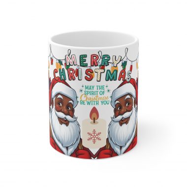 Merry Christmas Brown Santa Mug | Ceramic Coffee Cup 11oz 15oz