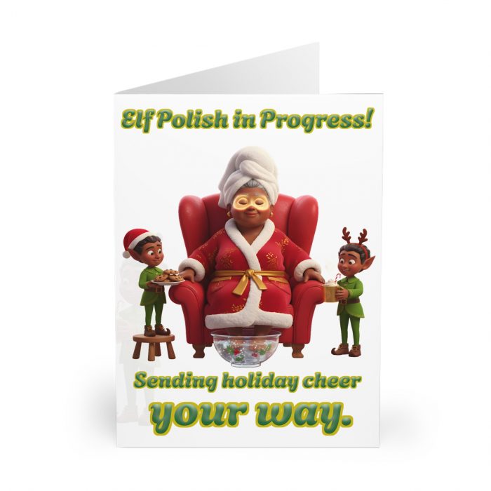 Elf Polish in Progress Holiday Cards, Christmas Greeting Cards 5 Pack
