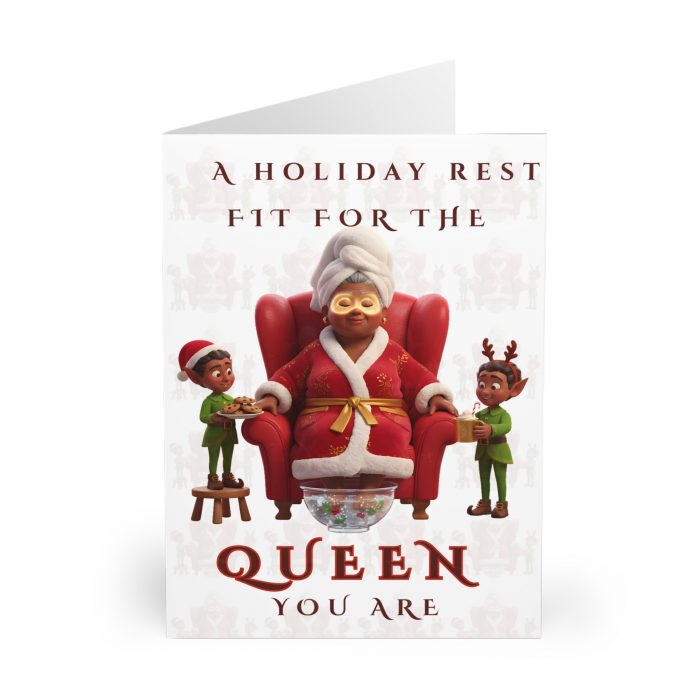 5541618818009321041_2048.jpeg Holiday Queen illustration Greeting Cards, 5 Pack | Funny Christmas card set