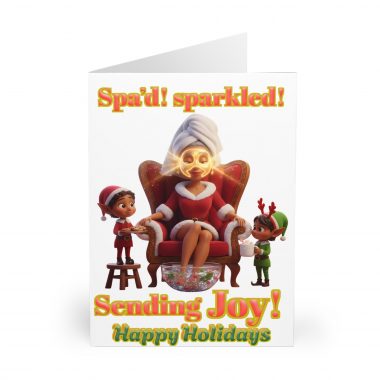 5747298416234100764_2048.jpeg Spa Day Brown Mrs Claus Illustration 5 pack Greeting Cards