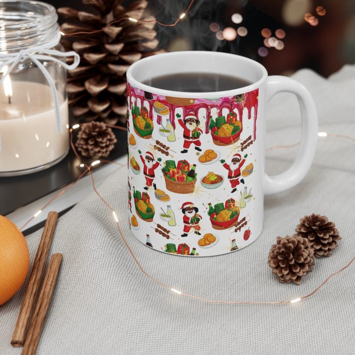 Santa Claus Holiday Pattern the African way Mug | Christmas Santa, Presents, Cookies