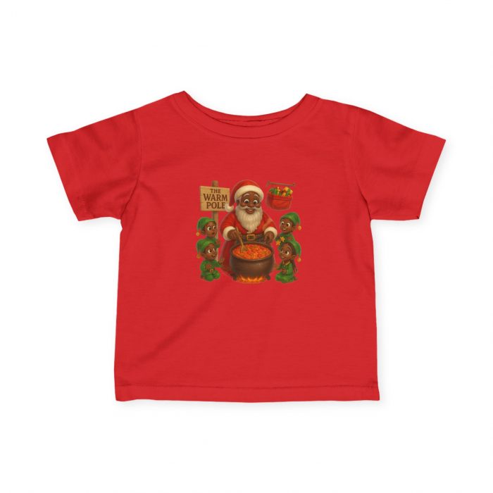 Santa and Elves Making Soup Infant Tee | North Pole Holiday Baby Shirt