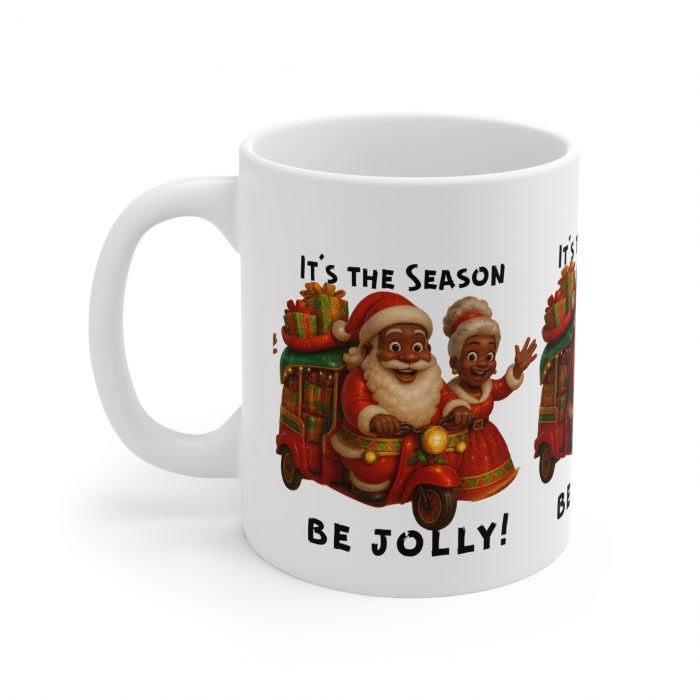 It's The Season Be Jolly Santa and Elf Mug | Ceramic Coffee Cup