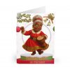 Holiday Spirit Drummer Brown Mrs Claus Greeting Cards | 5 Pack Feliz Navidad Card Set