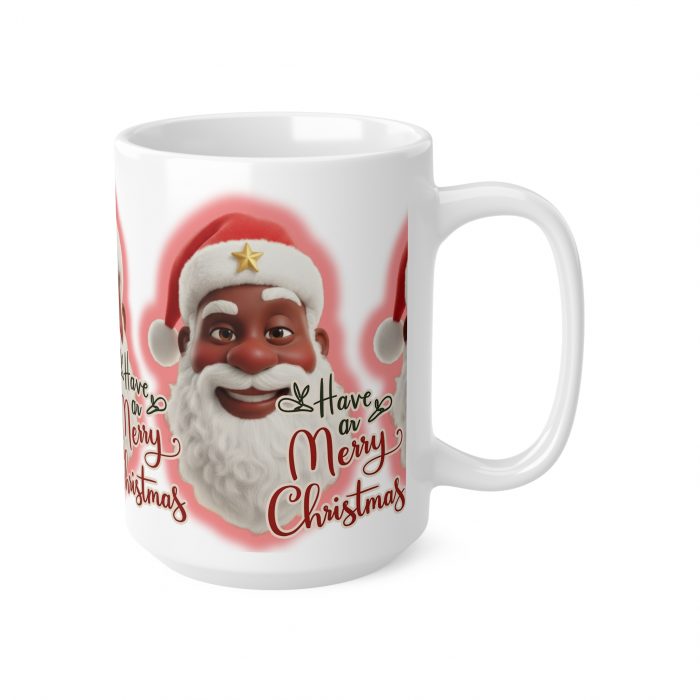Smiling Brown Santa Claus Merry Christmas Mug | Ceramic Coffee Cup 11oz 15oz