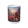 African Brown Santa Claus Street Christmas Scene Mug | Ceramic Coffee Cup