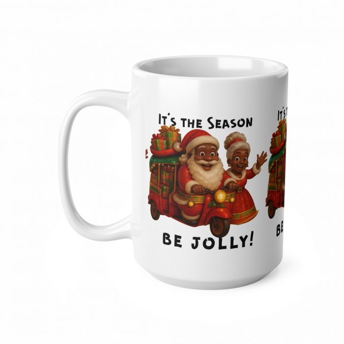 It's The Season Be Jolly Santa and Elf Mug | Ceramic Coffee Cup
