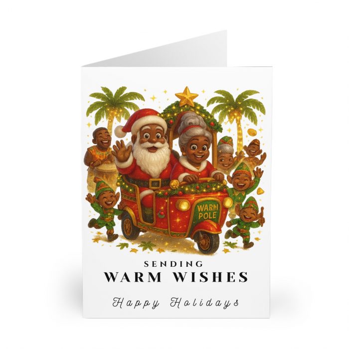 Warm Wishes Black Santa Holiday Greeting Cards (5 Pack)