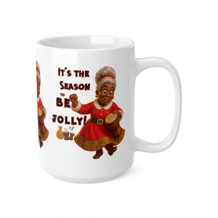 Jolly Brown Mrs Claus sharing festive cheer Christmas mug | Ceramic Coffee Cup 11oz 15oz