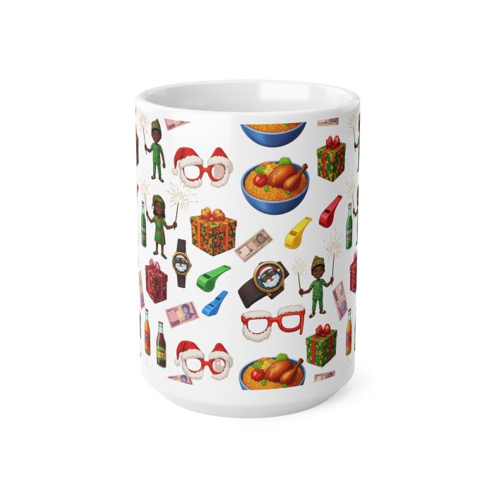 Classic African kid Christmas memory Holiday Emoji Pattern Mug | Ceramic Coffee Cup