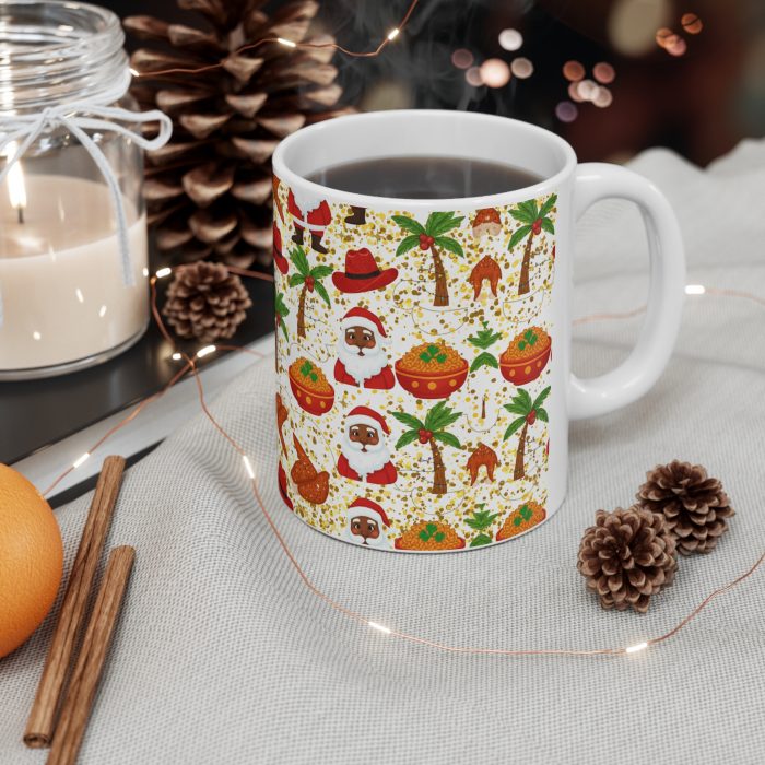 Santa with Palm Trees Mug | Tropical Christmas Coffee Cup