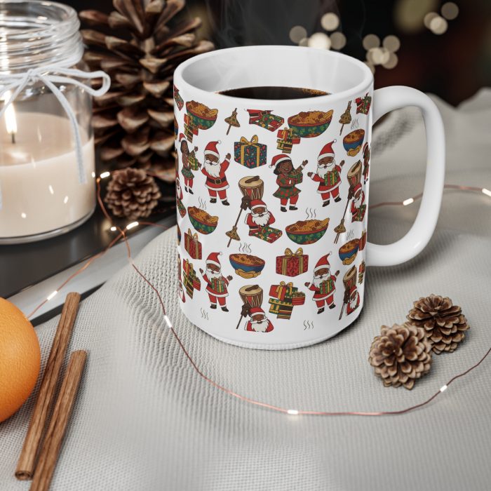 Christmas Santa and Carolers Mug | Ceramic Coffee Cup