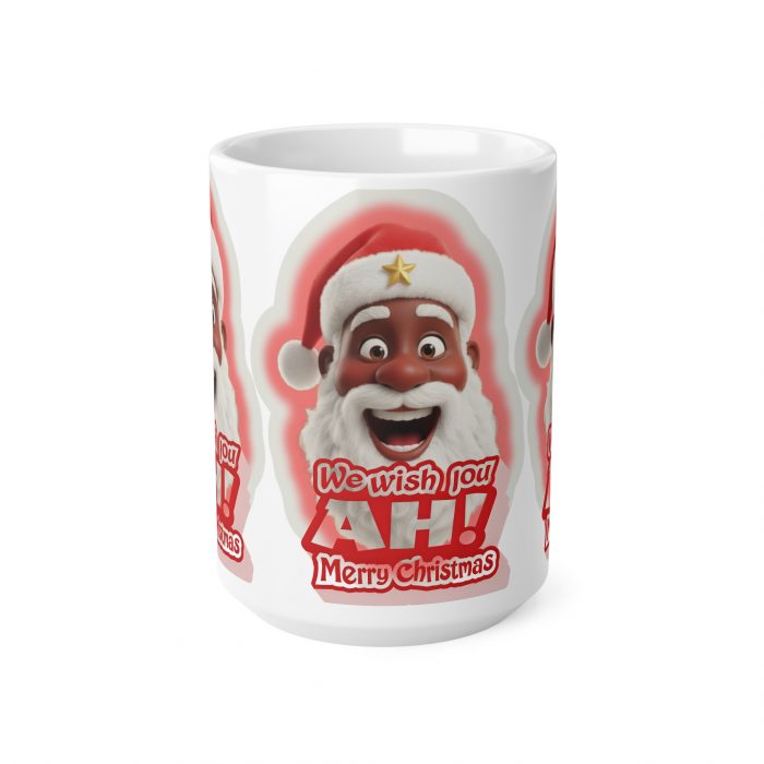 We Wish You Ah! Merry Christmas Brown Santa Mug | Christmas Coffee Cup