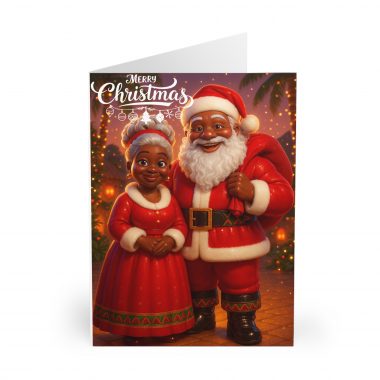 979394398641167731_2048.jpeg Black Santa and Mrs. Claus Christmas Greeting Cards (5 Pack)