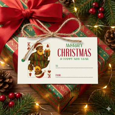 Playing card style Christmas Tags • Pack of 10 or 12 • 6 Designs • Small & Large Tag Sizes • 300gsm Card