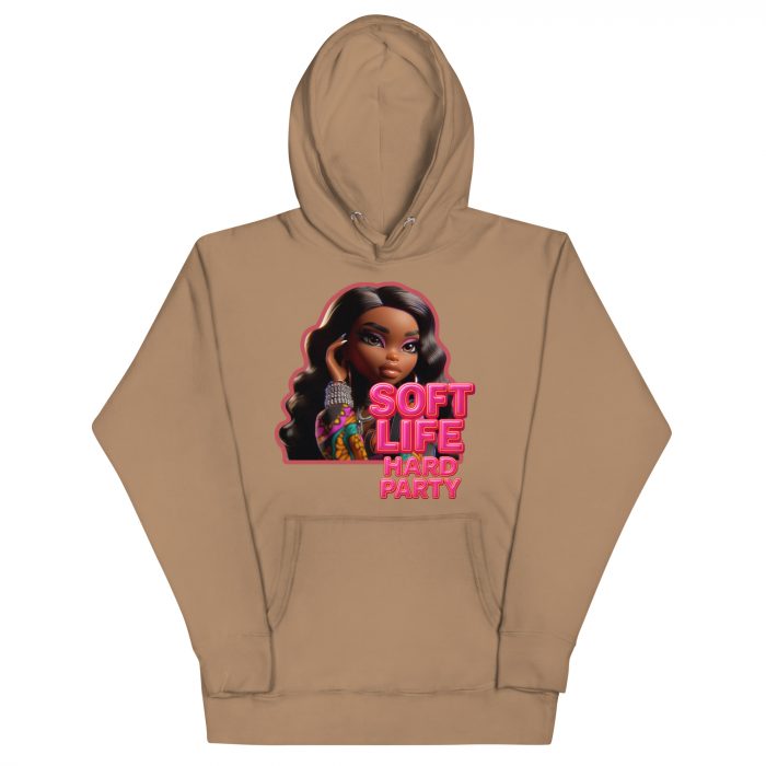 cotton-heritage-m2580-i-unisex-premium-pullover-hoodie-latte-front-6917a63e0ad49.jpg Cotton Pink soft life Detty December Slay Queen Christmas Unisex Premium Pullover Unisex Hoodie Pocket Womenswear