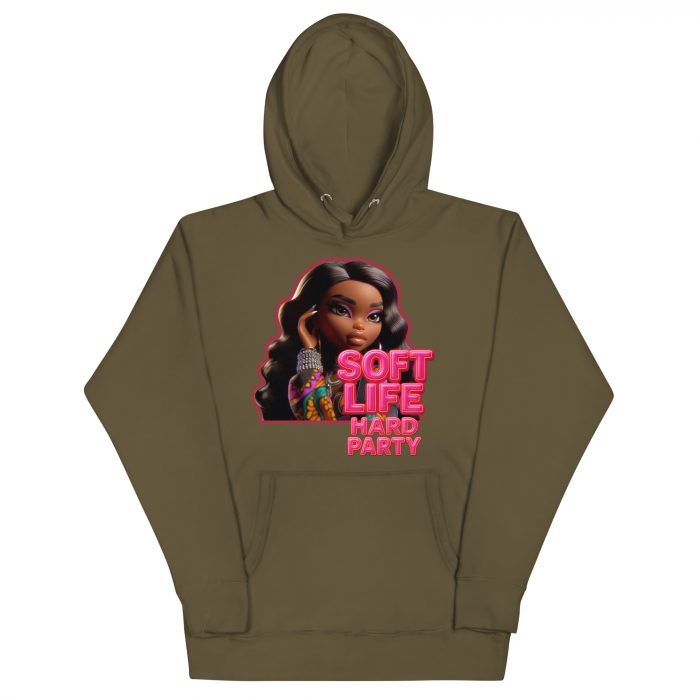 cotton-heritage-m2580-i-unisex-premium-pullover-hoodie-military-green-front-6917a63e0a2f4.jpg Cotton Pink soft life Detty December Slay Queen Christmas Unisex Premium Pullover Unisex Hoodie Pocket Womenswear