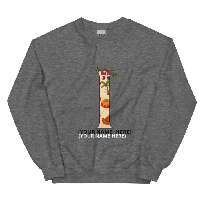 Personalized African Christmas Alphabet Sweatshirt – Custom Name | A–Z Initial With Name Underneath | Afro Holiday Sweater