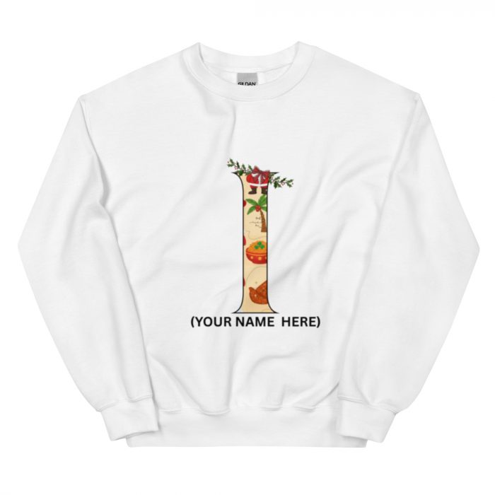 Personalized African Christmas Alphabet Sweatshirt – Custom Name | A–Z Initial With Name Underneath | Afro Holiday Sweater