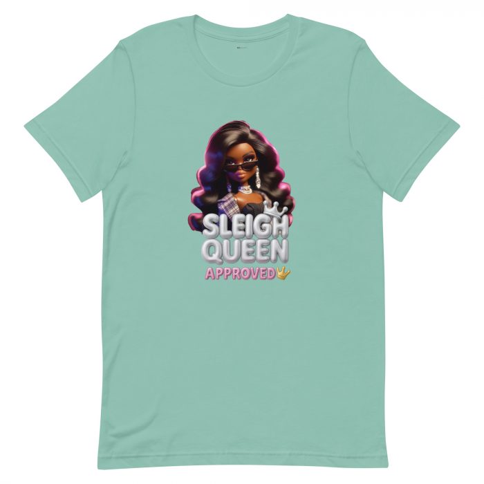 unisex-staple-t-shirt-dusty-blue-front-6917a64eebc22.jpg Sleigh Queen Approved Detty December Collection Unisex t-shirt Cotton Fabric