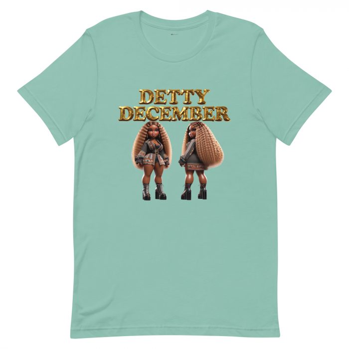 unisex-staple-t-shirt-dusty-blue-front-6917a64f5a203.jpg Detty December Collection slay queen Unisex t-shirt Cotton Fabric