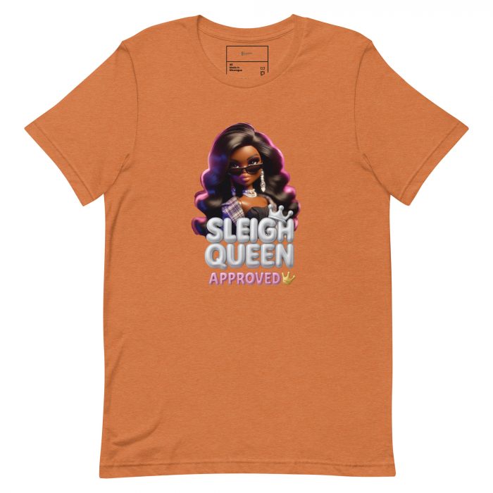 unisex-staple-t-shirt-heather-autumn-front-6917a66e0f041.jpg Sleigh Queen Approved Detty December Collection Unisex t-shirt Cotton Fabric