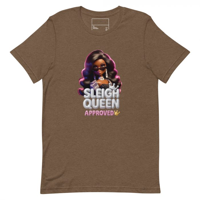 unisex-staple-t-shirt-heather-brown-front-6917a66e21d03.jpg Sleigh Queen Approved Detty December Collection Unisex t-shirt Cotton Fabric