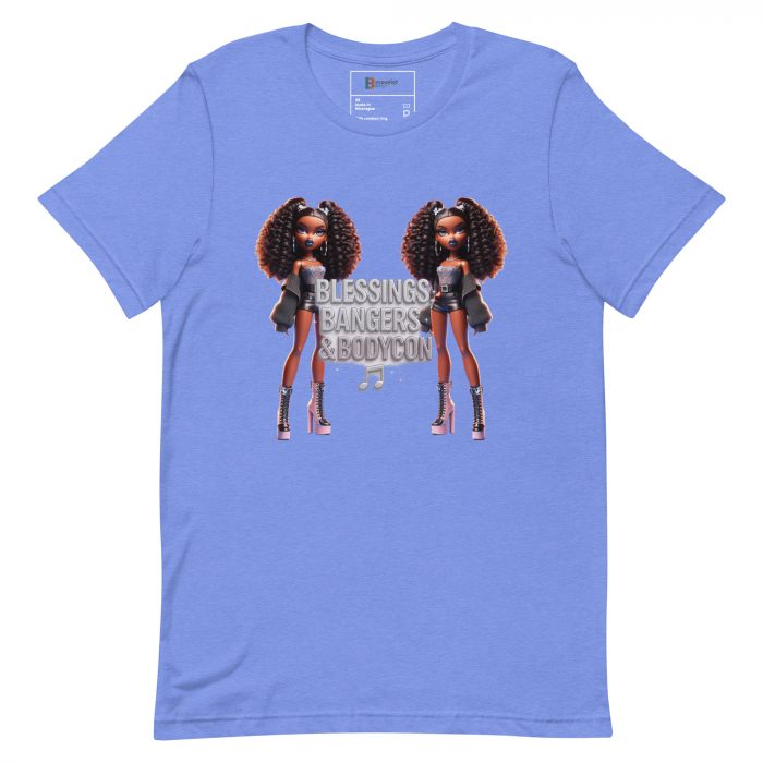 unisex-staple-t-shirt-heather-columbia-blue-front-6917a66bf2f3d.jpg Blessings Bangers Bodycon Detty December Slay Queen t-shirt Cotton Fabric