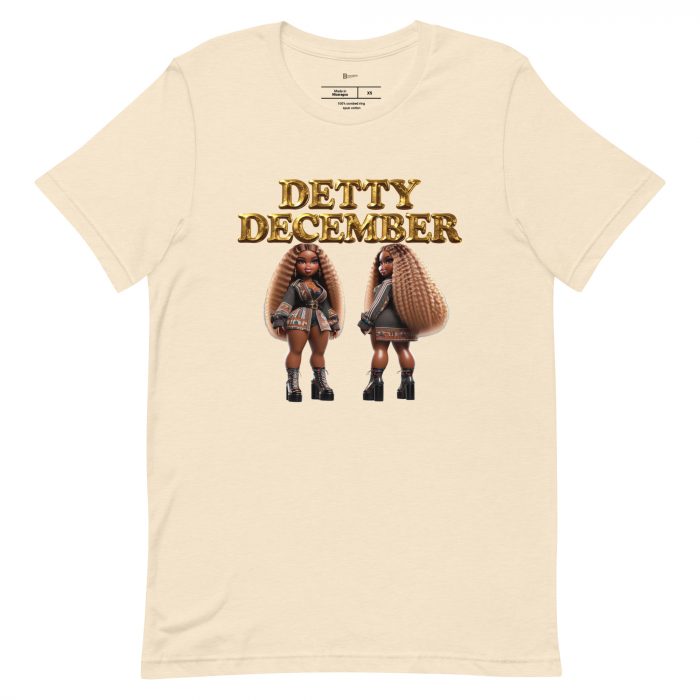 unisex-staple-t-shirt-heather-natural-front-6917a66df0c6e.jpg Detty December Collection slay queen Unisex t-shirt Cotton Fabric