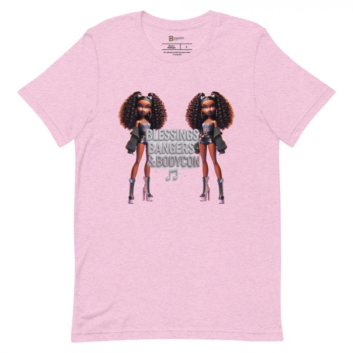 unisex-staple-t-shirt-heather-prism-lilac-front-6917a6537788f.jpg Blessings Bangers Bodycon Detty December Slay Queen t-shirt Cotton Fabric