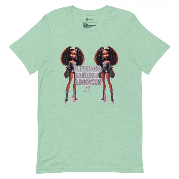 unisex-staple-t-shirt-heather-prism-mint-front-6917a653e1ece.jpg Blessings Bangers Bodycon Detty December Slay Queen t-shirt Cotton Fabric
