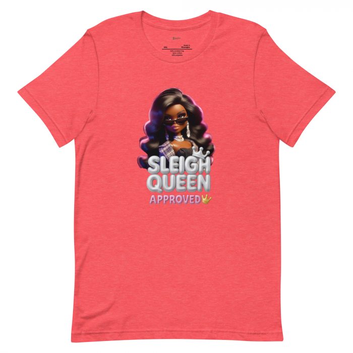 unisex-staple-t-shirt-heather-red-front-6917a66c836c2.jpg Sleigh Queen Approved Detty December Collection Unisex t-shirt Cotton Fabric