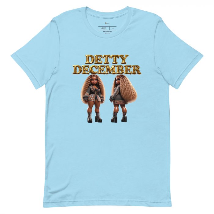 unisex-staple-t-shirt-ocean-blue-front-6917a65d22220.jpg Detty December Collection slay queen Unisex t-shirt Cotton Fabric