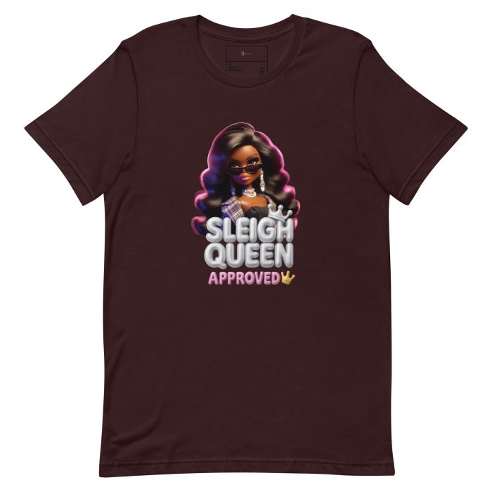 unisex-staple-t-shirt-oxblood-black-front-6917a65eb276b.jpg Sleigh Queen Approved Detty December Collection Unisex t-shirt Cotton Fabric