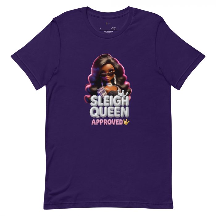 unisex-staple-t-shirt-team-purple-front-6917a66cc22cf.jpg Sleigh Queen Approved Detty December Collection Unisex t-shirt Cotton Fabric