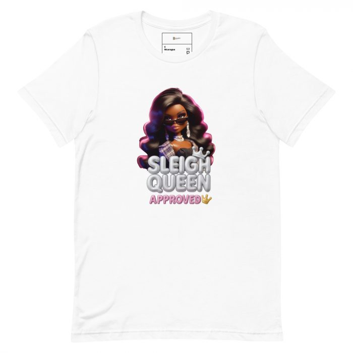 unisex-staple-t-shirt-white-front-6917a666a0720.jpg Sleigh Queen Approved Detty December Collection Unisex t-shirt Cotton Fabric