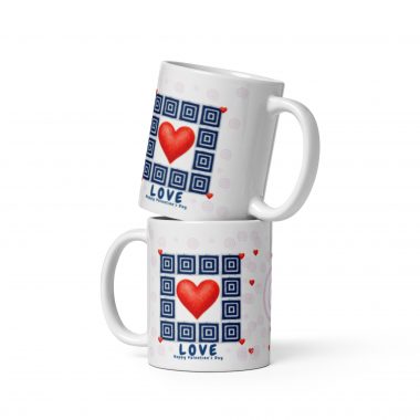 Adire with love White glossy mug