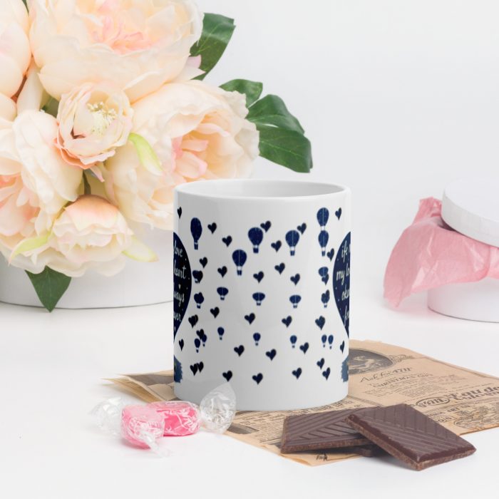 Love never Dye Adire Valentine White glossy mug