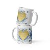 Adire Gold Heart White glossy mug