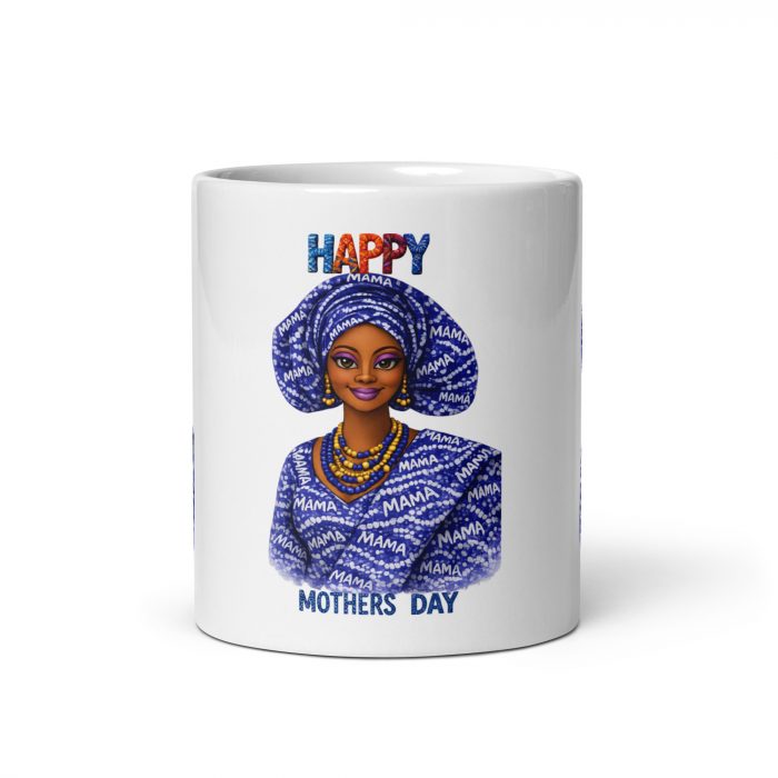 white-glossy-mug-white-11-oz-front-view-696fc6409c13d Mama Adire | African-Inspired Mother’s Day Ceramic Mug Gift