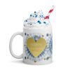 Adire Gold Heart White glossy mug