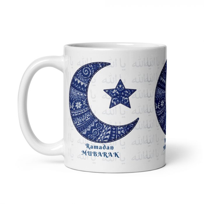 white-glossy-mug-white-11-oz-handle-on-left-696bc646a45ee Ramadan Mubarak Islamic Mug Gift Ceramic 11 oz Dishwasher & Microwave Safe Sturdy Glossy Vivid Print