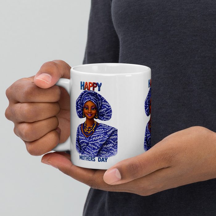 white-glossy-mug-white-11-oz-handle-on-left-696fc6409cae0 Mama Adire | African-Inspired Mother’s Day Ceramic Mug Gift