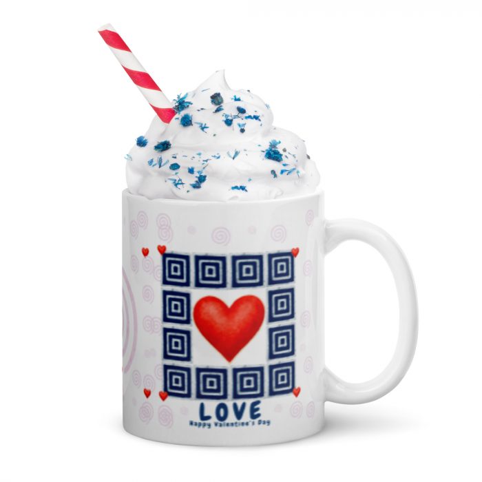 Adire with love White glossy mug