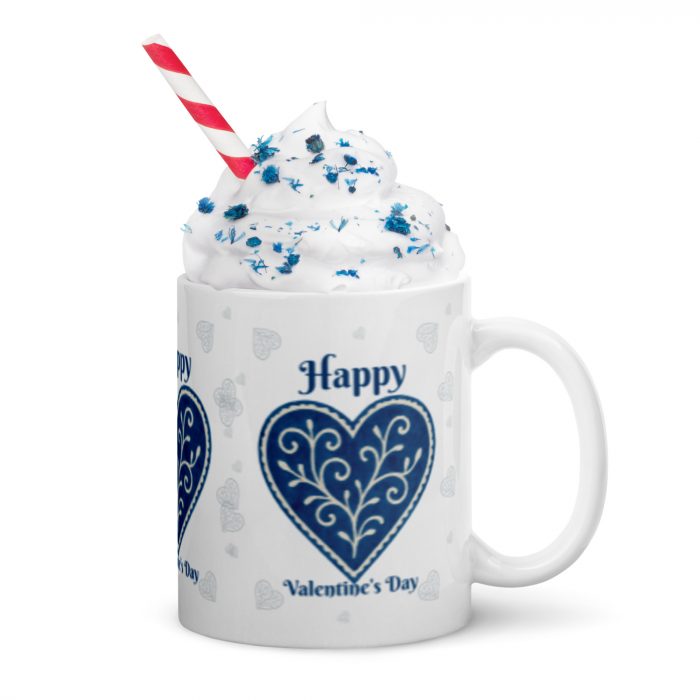 Spiral Adire Love Valentine White glossy mug